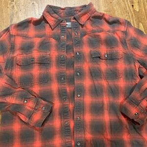 Mountain Khakis Red and Black Plaid Flannel Button-Up